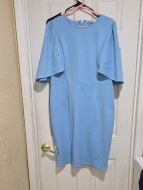 Grace Karin Light Blue Midi Dress with Flutter Sleeves